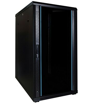 22 HE 19 Zoll Netzwerkschrank mit Glastür 600 x 800 x 1200 mm (BxTxH)