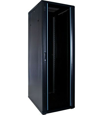 37 HE 19 Zoll Netzwerkschrank mit Glastür 600 x 800 x 1800 mm (BxTxH)