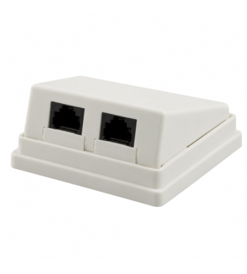 Dose Aufputz Cat. 5/ Class E zweifach, ungeschirmt, 2 x RJ45, Elfenbein