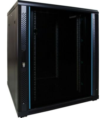 18 HE 19 Zoll Netzwerkschrank mit Glastür 800 x 800 x 1000 mm (BxTxH)