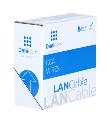 CAT5e U/UTP 50m kabel auf rolle flexibel grau CCA