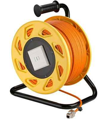 CAT 7 S/FTP Kabeltrommel mit CAT 6a Keystone Konnektor -  RJ45 - 50 Meter