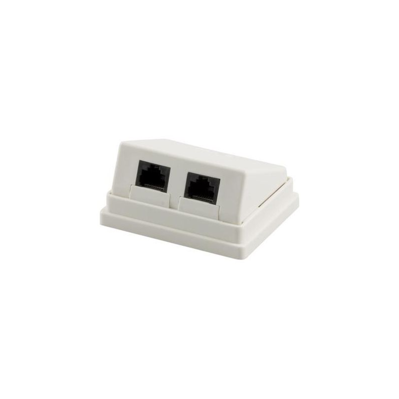 Aufputzdose CAT 5e UTP, 2 x RJ45, Farbe Weiß
