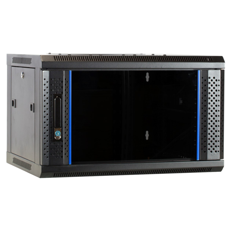 4 HE Netzwerkschrank, Wandschrank mit Glastür, unmontiert 600 x 450 x 280 mm (BxTxH)