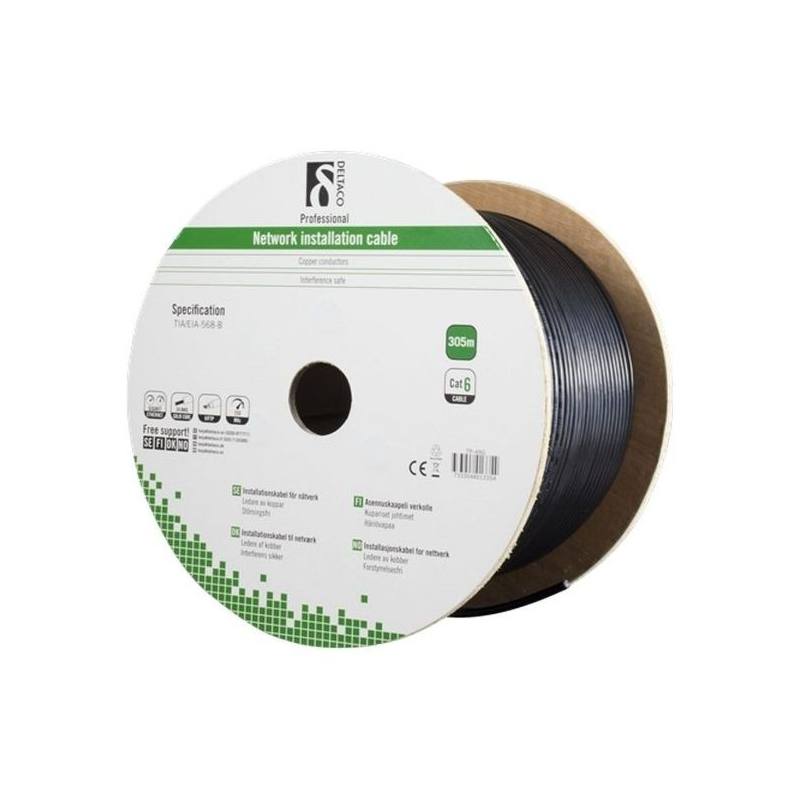 Alfaco Cat6 F/UTP-Kabel auf Rolle starrleiter 305 m grau LSZH – (Eca)