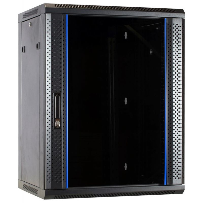 15 HE Netzwerkschrank, Wandschrank mit Glastür 600 x 600 x 770 mm  (BxTxH)