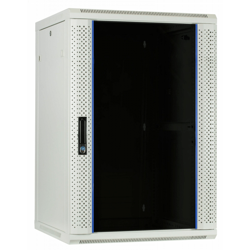 27 HE Netzwerkschrank, Wandschrank mit Glastür 600 x 600 x 1300 mm (BxTxH) weiß