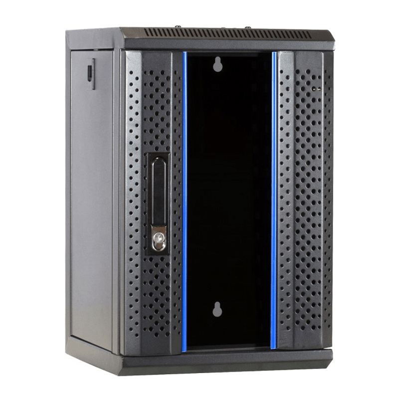 9 HE 10 Zoll Netzwerkschrank mit Glastür 370 x 450 x 486 mm (BxTxH)