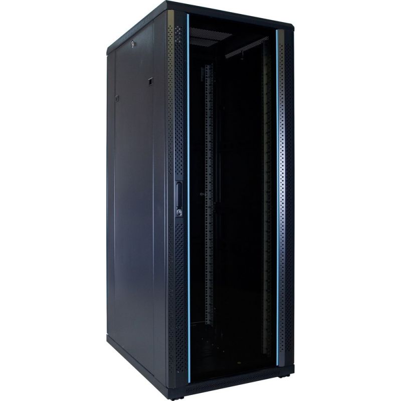 32 HE 19 Zoll Netzwerkschrank mit Glastür, unmontiert 600 x 800 x 1600 mm (BxTxH) 