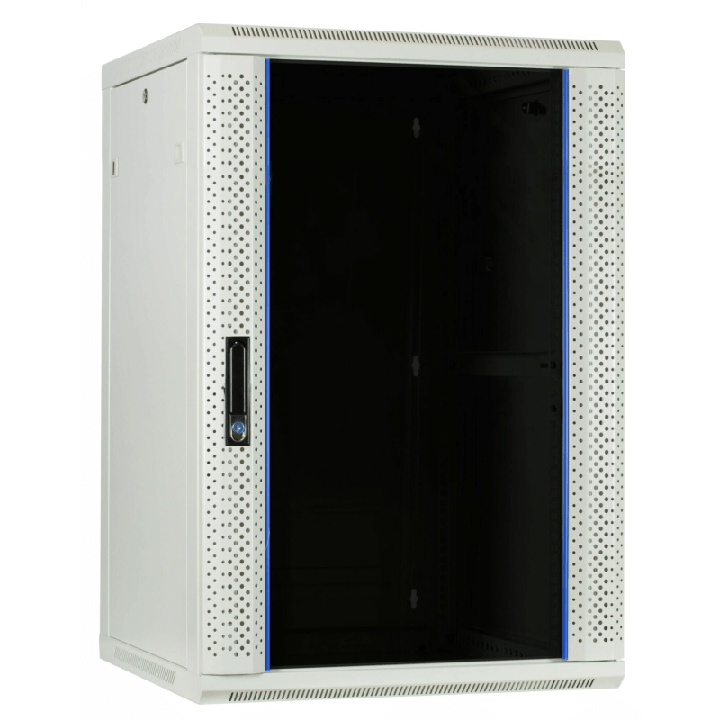 22 HE Netzwerkschrank, Wandschrank mit Glastür 600 x 600 x 1100 mm (BxTxH) weiß