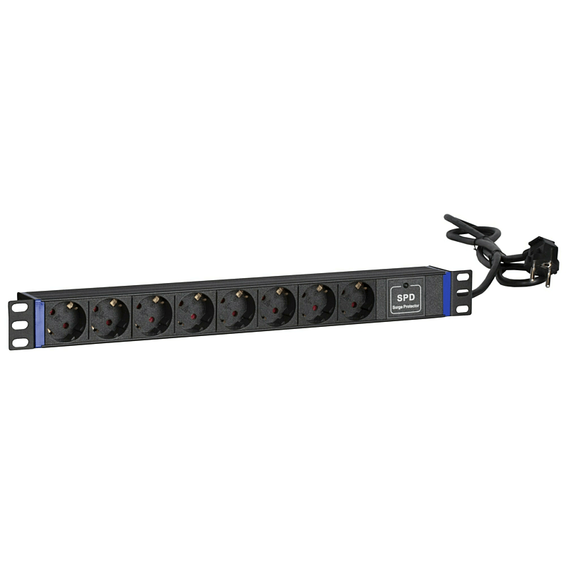 19 Zoll Mehrfachsteckdosenleiste - 8 fach - Surge Protection Device