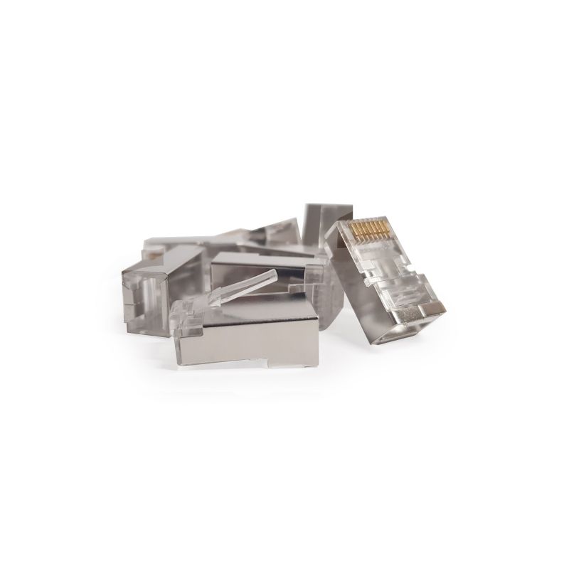 CAT6 Konnektor RJ45 - geschirmt - für Starrleiter - 10 Stück