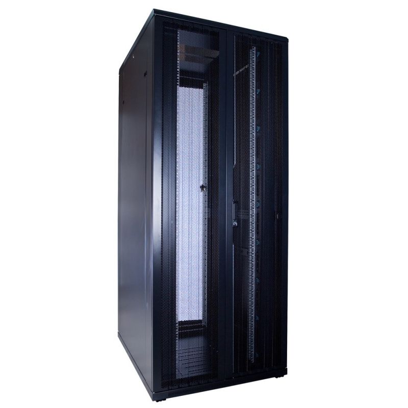 42 HE 19" Netzwerkschrank, mit perforierten Doppelflügeltüren vorne und hinten (BxTxH) 800x1000x2000mm