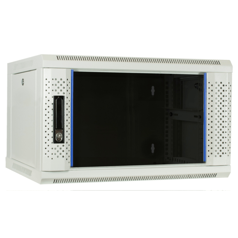 4 HE weißer Netzwerkschrank, Wandschrank mit Glastür 600 x 450 x 280 mm (BxTxH)