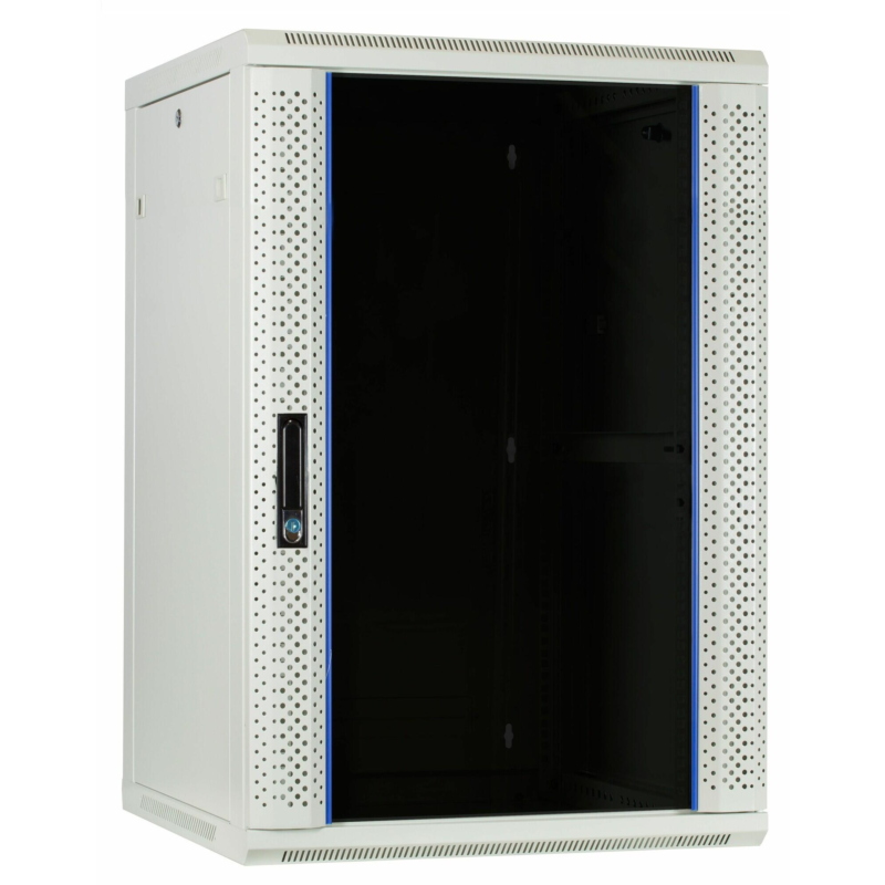 22 HE Netzwerkschrank, Wandschrank mit Glastür 600 x 600 x 1100 mm (BxTxH) weiß