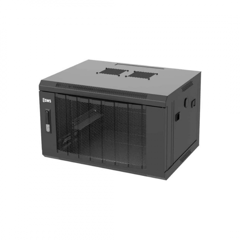 6 HE Netzwerkschrank, Wandschrank mit perforierter Tür 600 x 450 x 367 mm (BxTxH) 