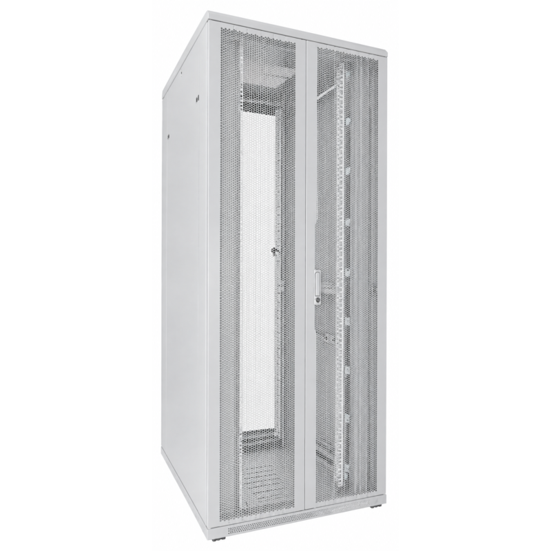 42 HE 19" Serverschrank, mit perforierten Doppelflügeltüren vorne und hinten, Weiß, (BxTxH) 800x1000x2000mm