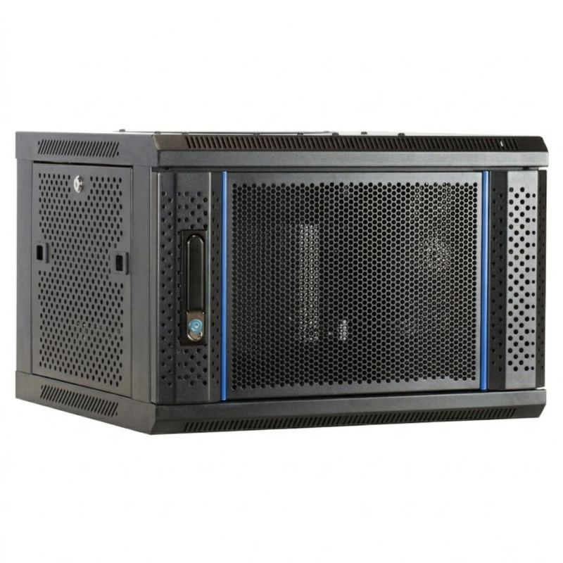 6 HE Netzwerkschrank, Wandschrank mit perforierter Tür 600 x 450 x 367 mm (BxTxH) 