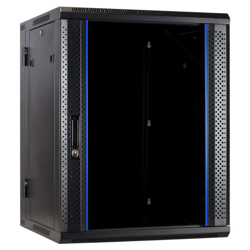 22 HE Netzwerkschrank, schwenkbarer Wandschrank mit Glastür 600 x 600 x 1100 mm (BxTxH)