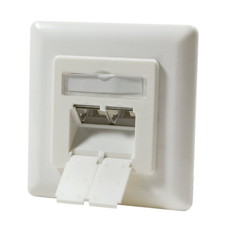 Unterputzdose Vertikal Kat. 6 / Class E 2-fach, geschirmt, 2 x RJ45, Farbe Elfenbein
