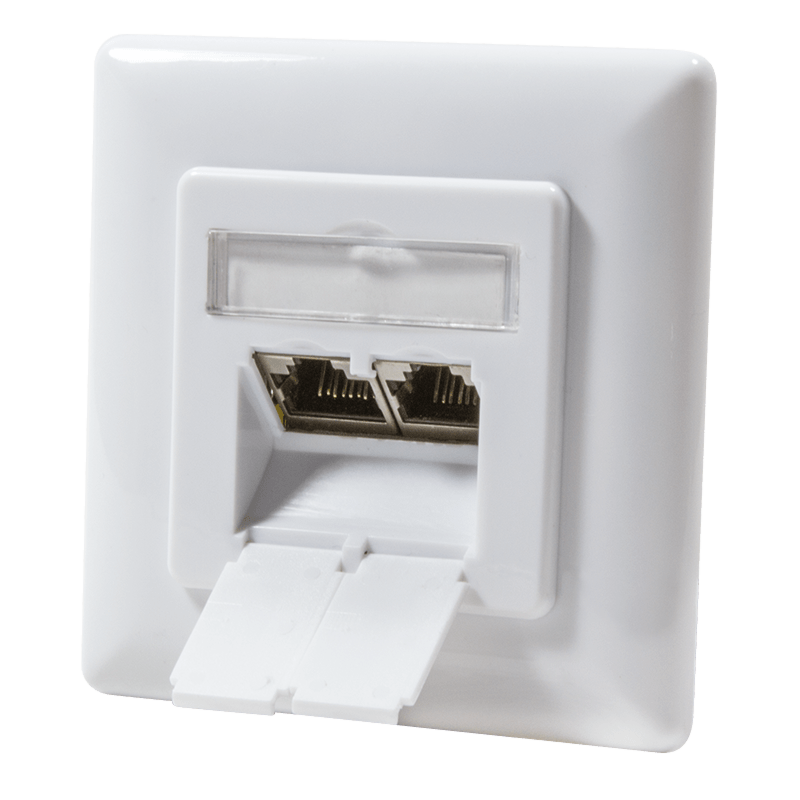 Unterputzdose CAT 6 / Class E 2-fach, geschirmt, 2 x RJ45, Farbe Weiß