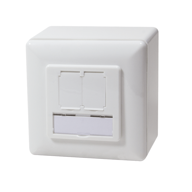 Aufputzdose CAT 5e STP, 2 x RJ45, Farbe Weiß