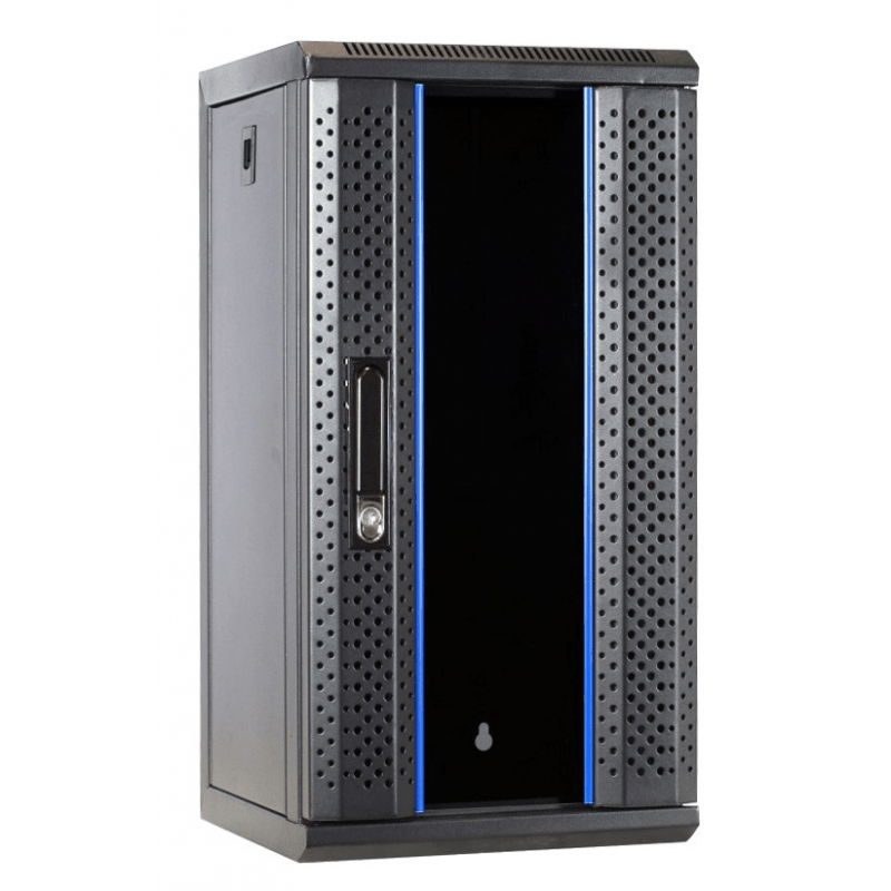 12 HE 10 Zoll Netzwerkschrank mit Glastür 370 x 450 x 618 mm (BxTxH)