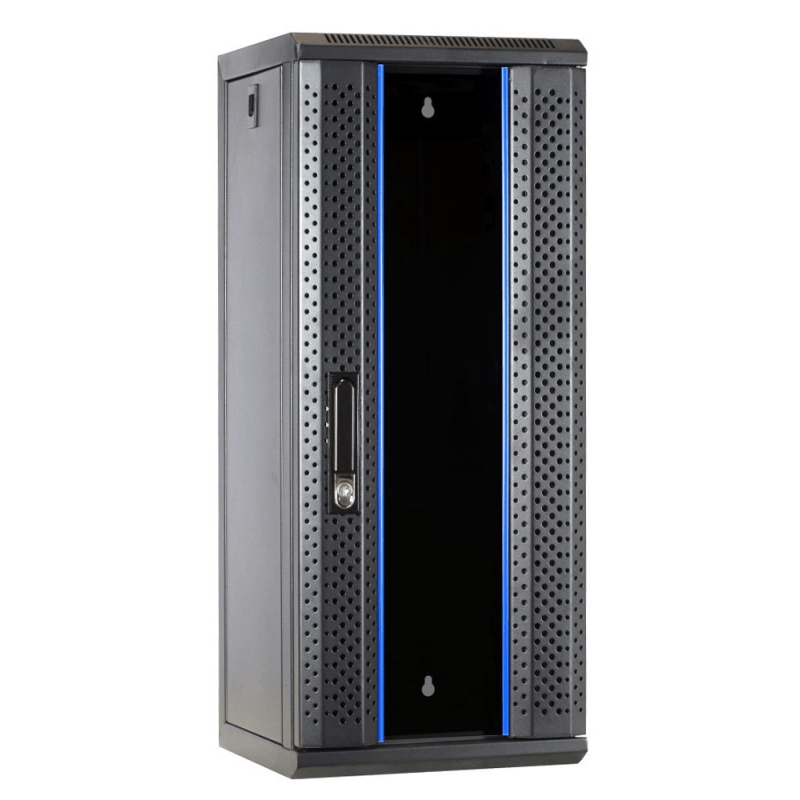 15 HE 10 Zoll Netzwerkschrank mit Glastür 370 x 450 x 752 mm (BxTxH)