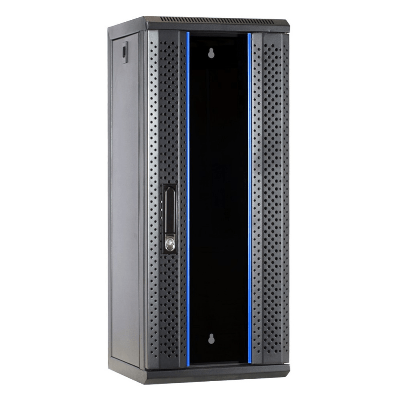15 HE 10 Zoll Netzwerkschrank mit Glastür 370 x 450 x 752 mm (BxTxH)