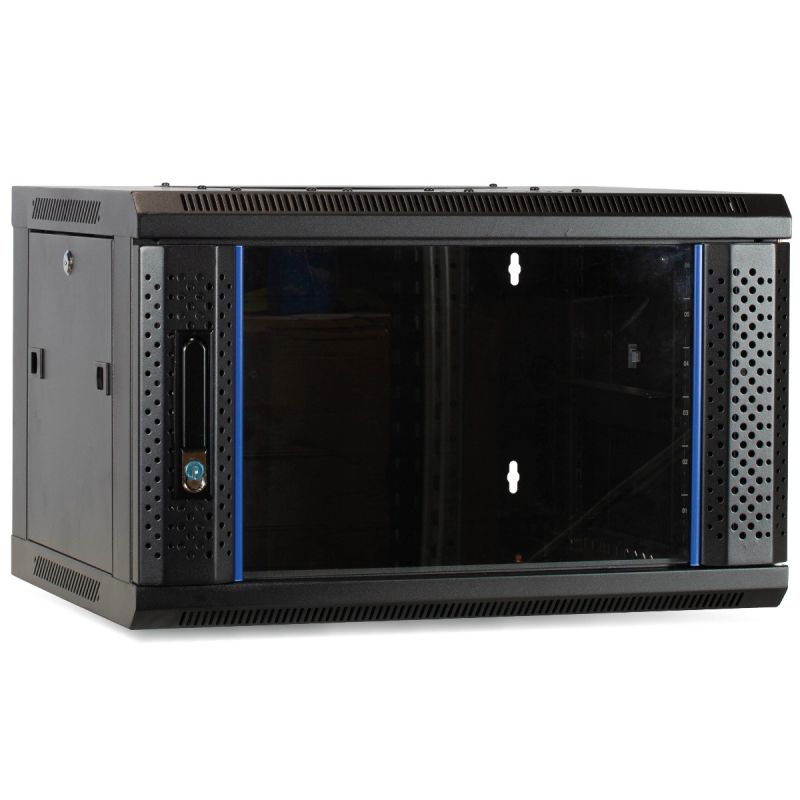 4 HE Netzwerkschrank, Wandschrank mit Glastür 600 x 450 x 280 mm (BxTxH)