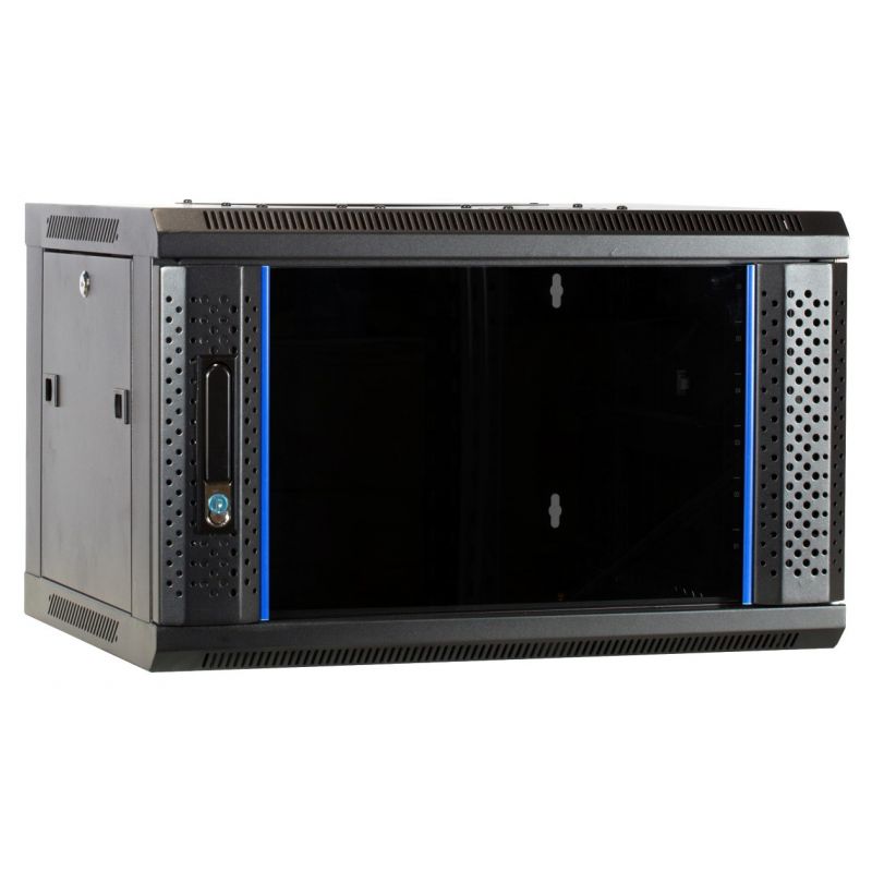 6 HE Netzwerkschrank, Wandschrank mit Glastür 600 x 450 x 367 mm (BxTxH)