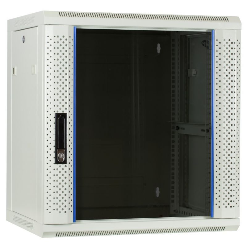 12 HE weißer Netzwerkschrank, Wandschrank mit Glastür 600 x 450 x 634 mm (BxTxH) 