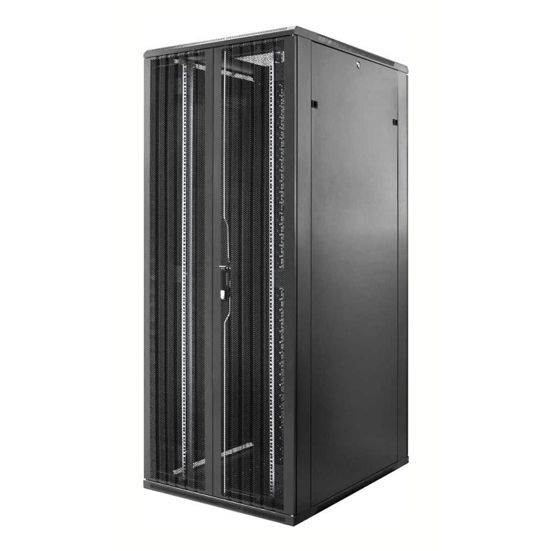 47 HE 19” Serverschrank, mit perforierten Doppelflügeltüren vorne und hinten (BxTxH) 800 x 1200 x 2200mm 