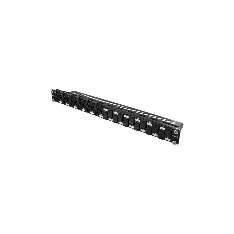 19 Zoll Netzwerk Patchfeld CAT 6a mit Keystones, UTP 24-fach