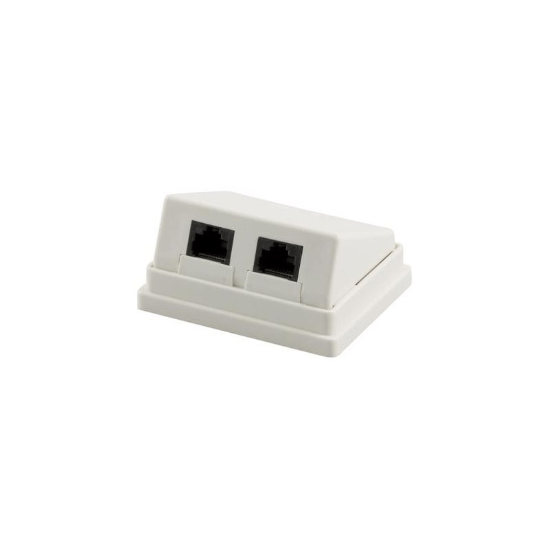 Aufputzdose CAT 5e UTP, 2 x RJ45, Farbe Weiß